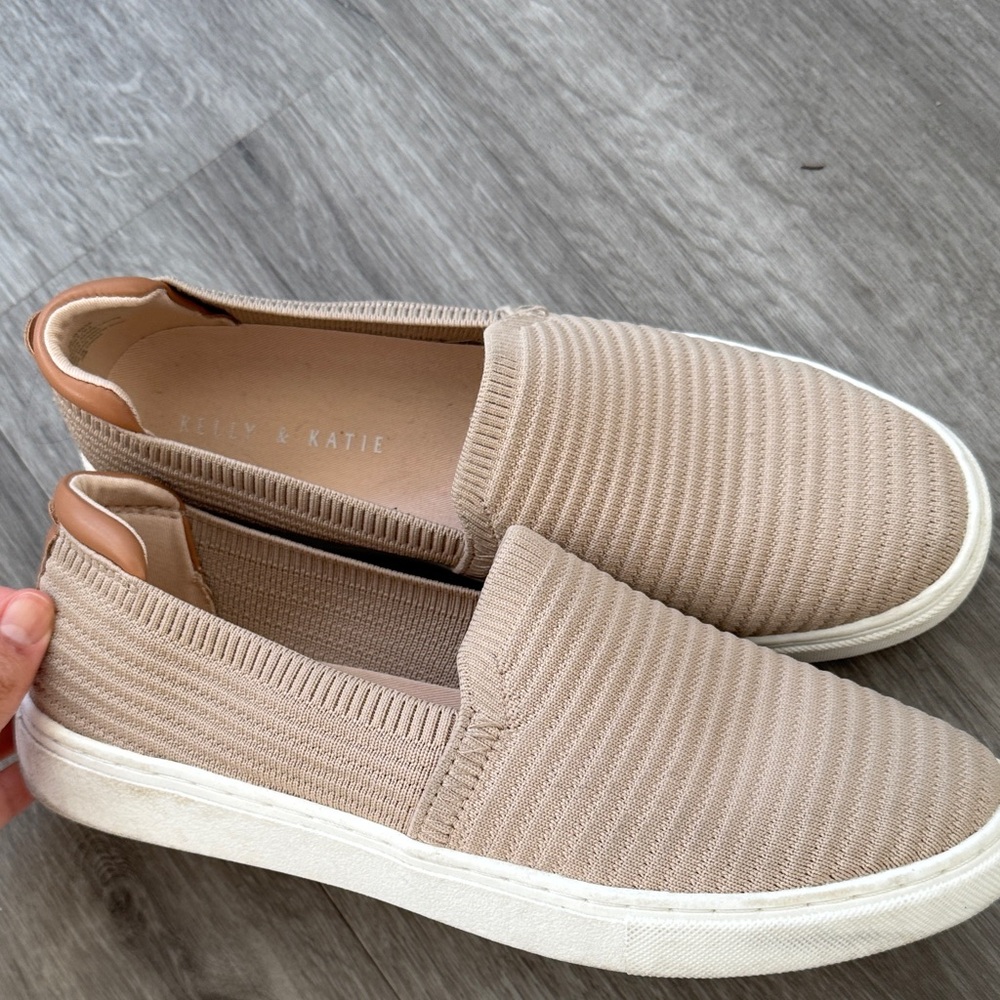 Kelly & Katie Women's Beige Slip-On Sneakers